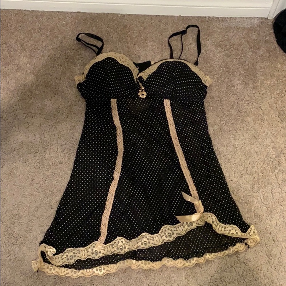 Black with tan polka dot baby doll